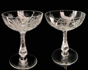 Art Deco Wine Glasses, 2Pcs, Val Saint Lambert