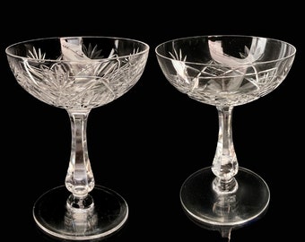Copas de champán Art Déco | Sorbetes altos vintage | 2 piezas | Elige tu selección | Val Saint Lambert, Baccarat, Saint Louis