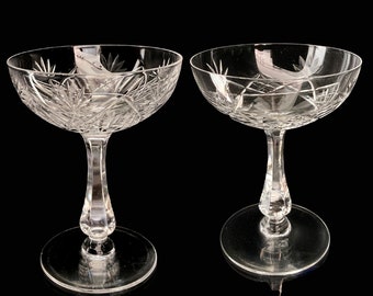 Art Deco Wine Glasses, 2Pcs, Val Saint Lambert