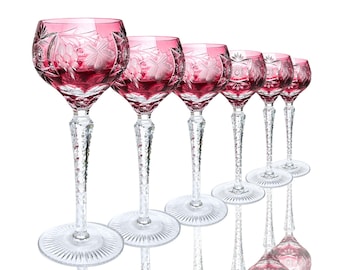 Nachtmann Traube | Copas de vino de cristal | Rojo rubí | 6 unidades