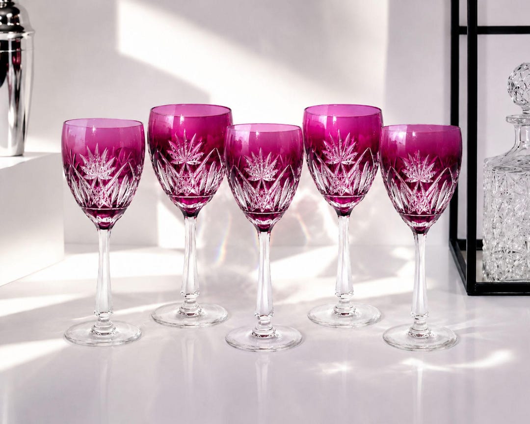 Val Saint Lambert Crystal | 6pcs | Wine Glasses | Annette Lubin