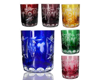 Nachtmann Cut Crystal Whiskey Glass | Choose Your Color | Vintage Grape Pattern