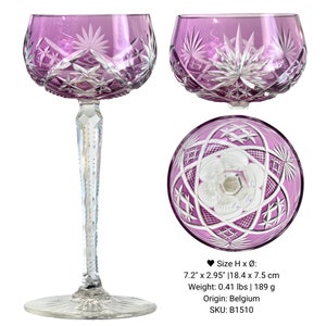 Lilac Wine Glass 1 Lavender Crystal Val Saint Lambert, Saint Louis, Klokotschnik B1510 | Lilac