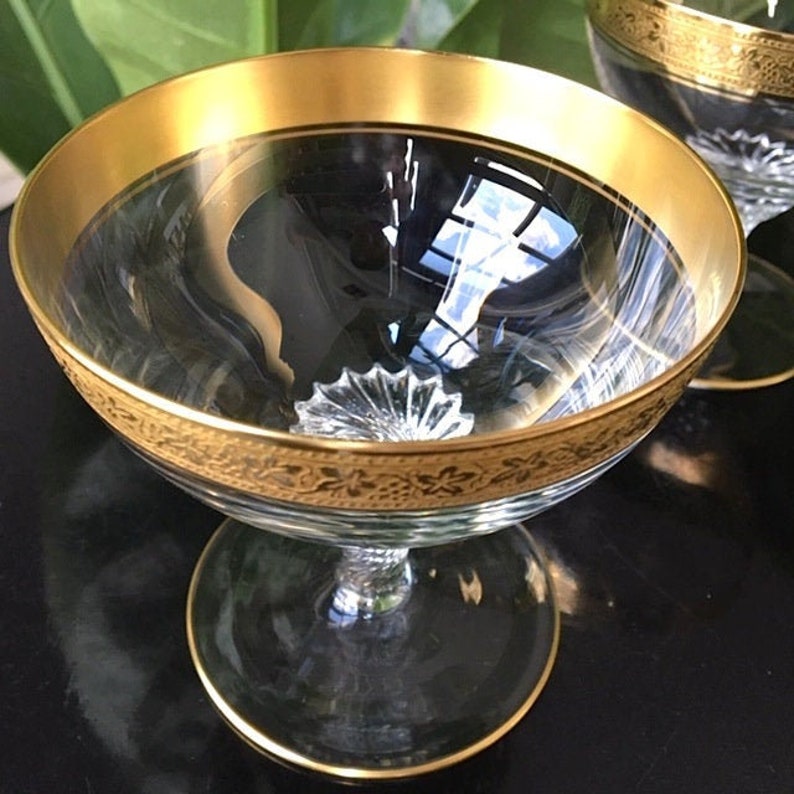 4x Crystal Champagne Glasses Champaign Coupes Swirl Stem Etsy UK