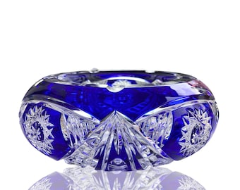 Cinzeiro Cristal Azul | Cinzeiro de charuto vintage | Pesado 3,5 libras | 1 peça