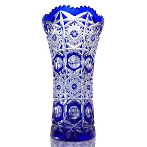 Jarrón de cristal azul | Apertura más amplia | Val Saint Lambert, Dresde | 1 unidad.