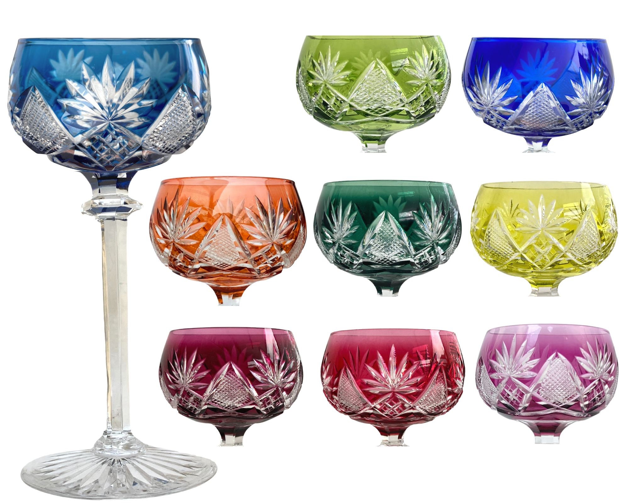 Set of 6 Crystal Colored Wine Glasses Made by Val Saint Lambert For Sale at  1stDibs  crystal wine glasses set of 6, how are crystal glasses made, what  is crystal glass made of