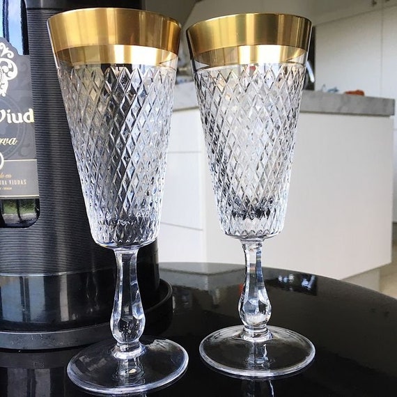 1PCS Gold Trim Champagne Flute Glasses Cocktail Glasses Elegant Designed  Hand Blown, Lead Free, Champagne Cups