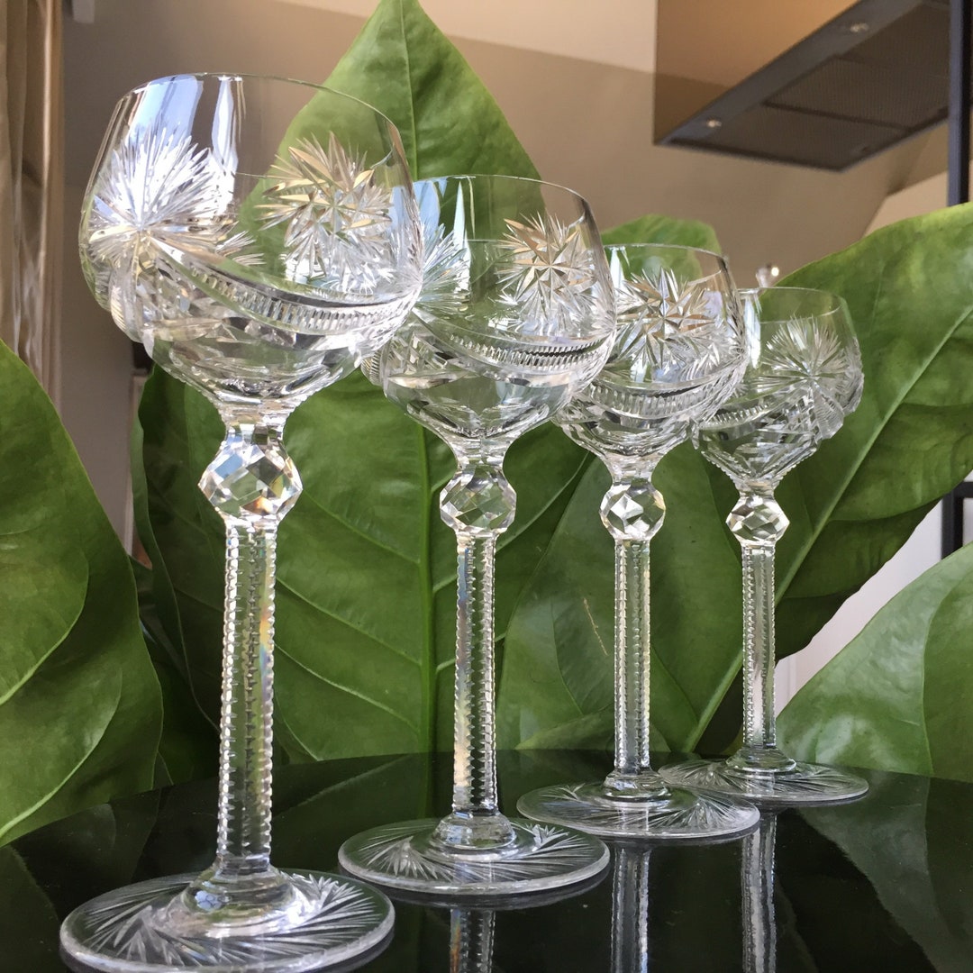 6x Crystal Wine Glasses High Stem KLOKOTSCHNIK Etsy
