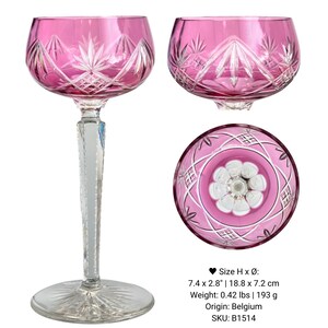 Lilac Wine Glass 1 Lavender Crystal Val Saint Lambert, Saint Louis, Klokotschnik B1514 | Pink