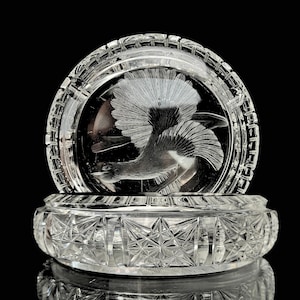 Cenicero grande de cristal con forma de pájaro | Bohemio