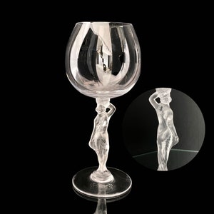 Lalique Crystal Wine Glass | Woman Venus Figurine | 1Pcs | Glass Art