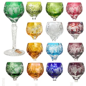 Nachtmann Crystal Cordial Glass | Aperitif, Liquor Glass | 1Pcs | Color Overlay | Grapes Pattern