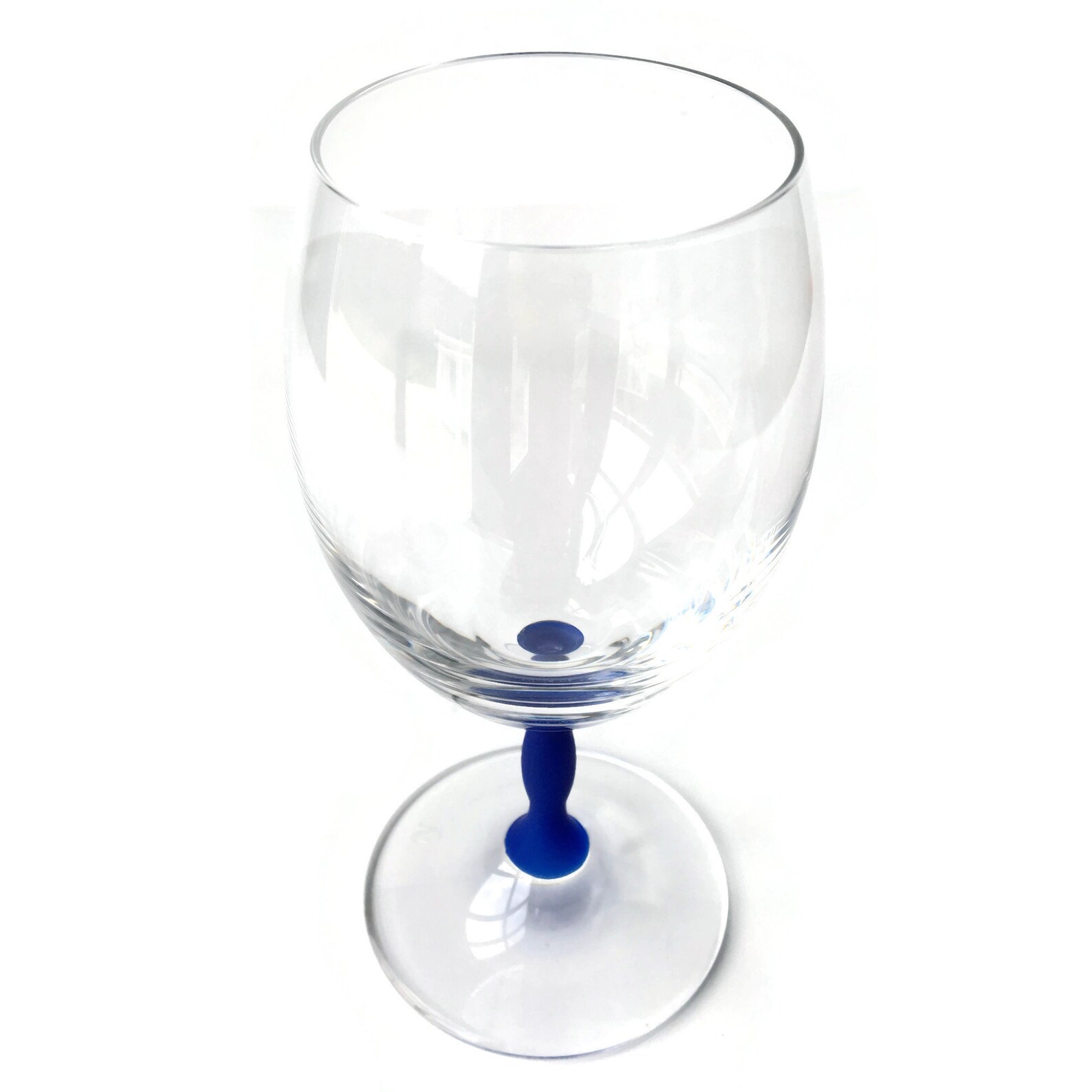 6x Crystal Water Glasses With Cobalt Blue Stem Signed Etsy