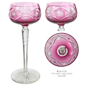 Lilac Wine Glass 1 Lavender Crystal Val Saint Lambert, Saint Louis, Klokotschnik D78 | Pink