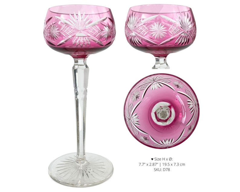 Lilac Wine Glass 1 Lavender Crystal Val Saint Lambert, Saint Louis, Klokotschnik D78 | Pink