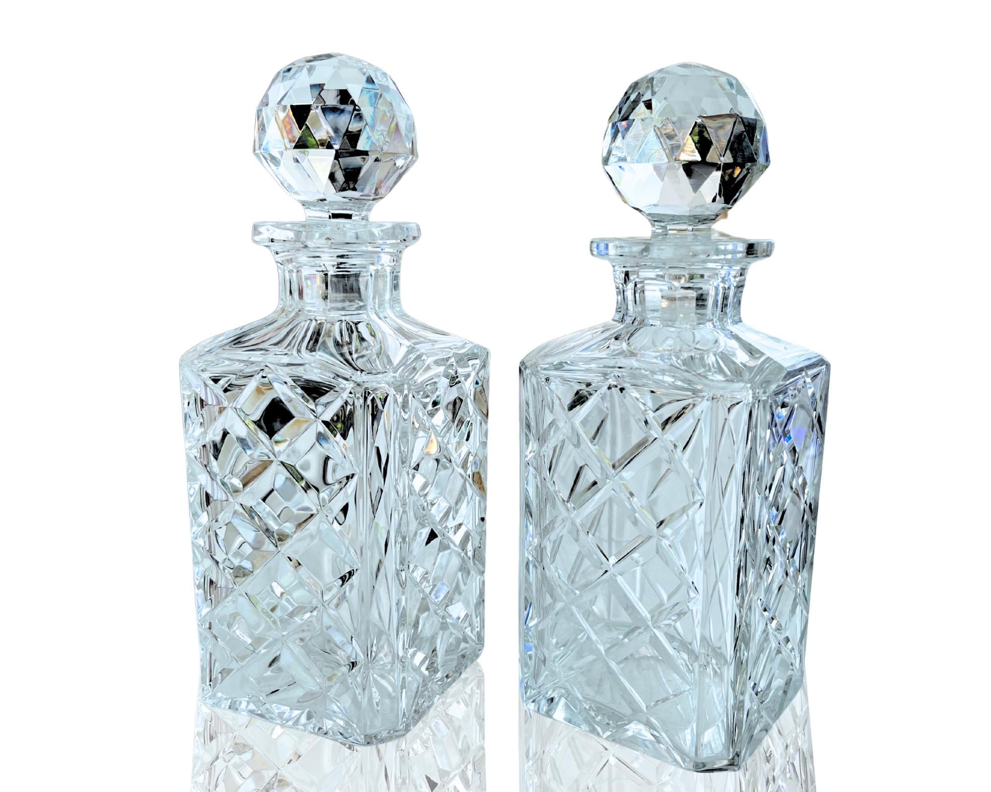 Crystal Whiskey Decanter Pair | 2pcs | Diamond Cut | Val Saint