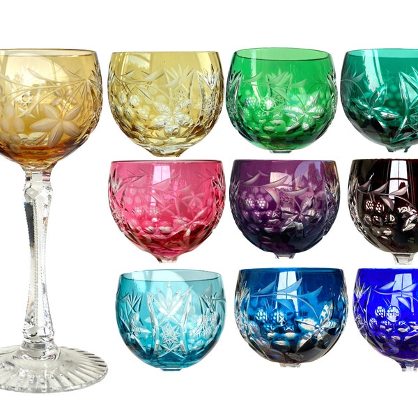 Verre à vin couleur cristal | Couper pour effacer | 1 pièces | Par Beyer dans Décor de raisins | années 70