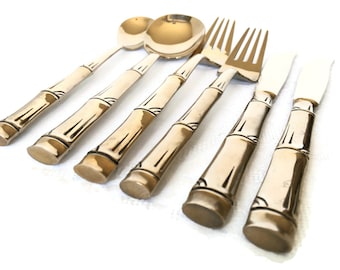 Brass Flatware | Bamboo Polished to New | for 6 or 12 People