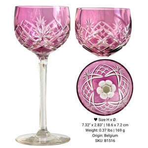 Lilac Wine Glass 1 Lavender Crystal Val Saint Lambert, Saint Louis, Klokotschnik B1516 | Pink