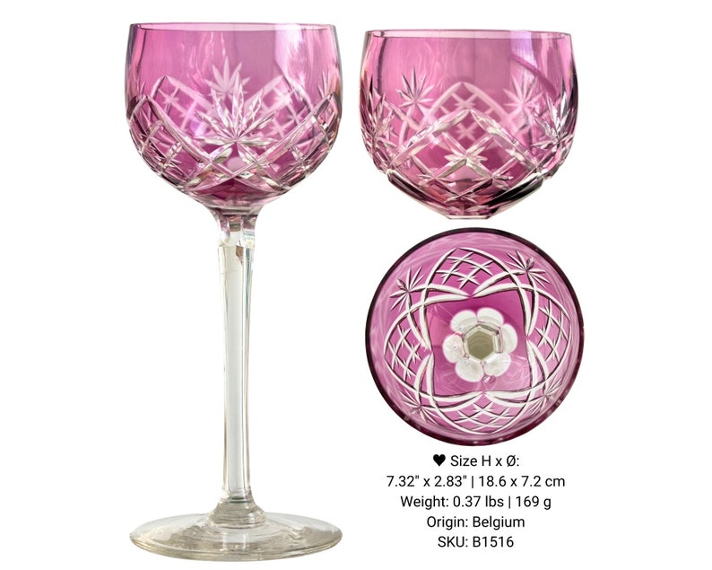 Lilac Wine Glass 1 Lavender Crystal Val Saint Lambert, Saint Louis, Klokotschnik B1516 | Pink