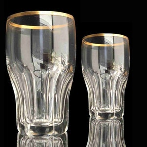 5x Crystal Water Glasses | 24K Gold | Thin Trim | Panel-Cut | Lady HamiltonS