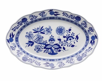Blue Onion Serving Tray | Oval Porcelain Platter | (1Pcs) |Hutschenreuther (Rosenthal)