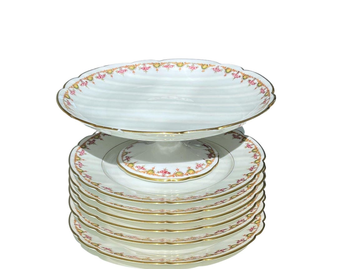 ケーキスタンド台座 | 7ピース | アンティークフランス製磁器 | 1918年