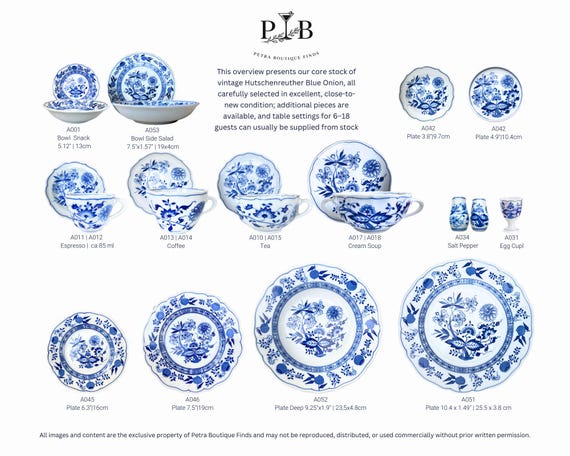 Hutschenreuther 青い花柄皿 6枚セット Blue Onion Dinnerware Set | Porcelain Plates | for 6 Persons