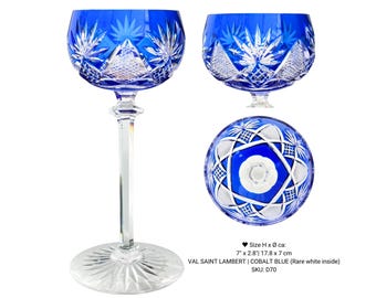 1x Val Saint Lambert, Crystal Wine Glass, Select Your Color and