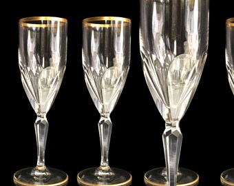 3 copas de champán de cristal | Copas de champán | Adornos de oro de 24 quilates | Estilo Lady Hamilton