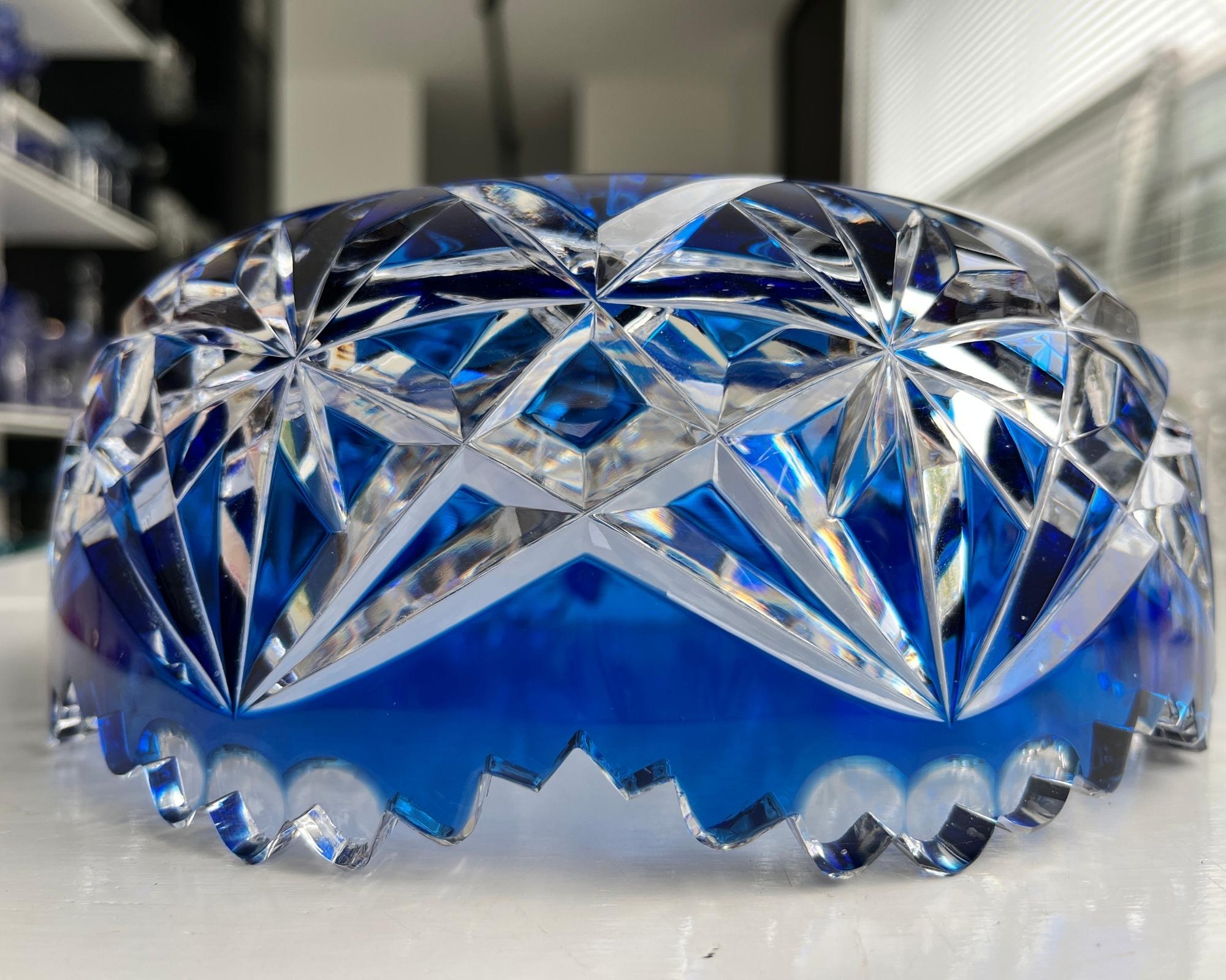 ヴァルサンランベール　大形ボウル　底部にサイン　共箱　東Y5-0828☆2F ヴァルサンランベール「切子硝子酒杯」《アンティックかとう》