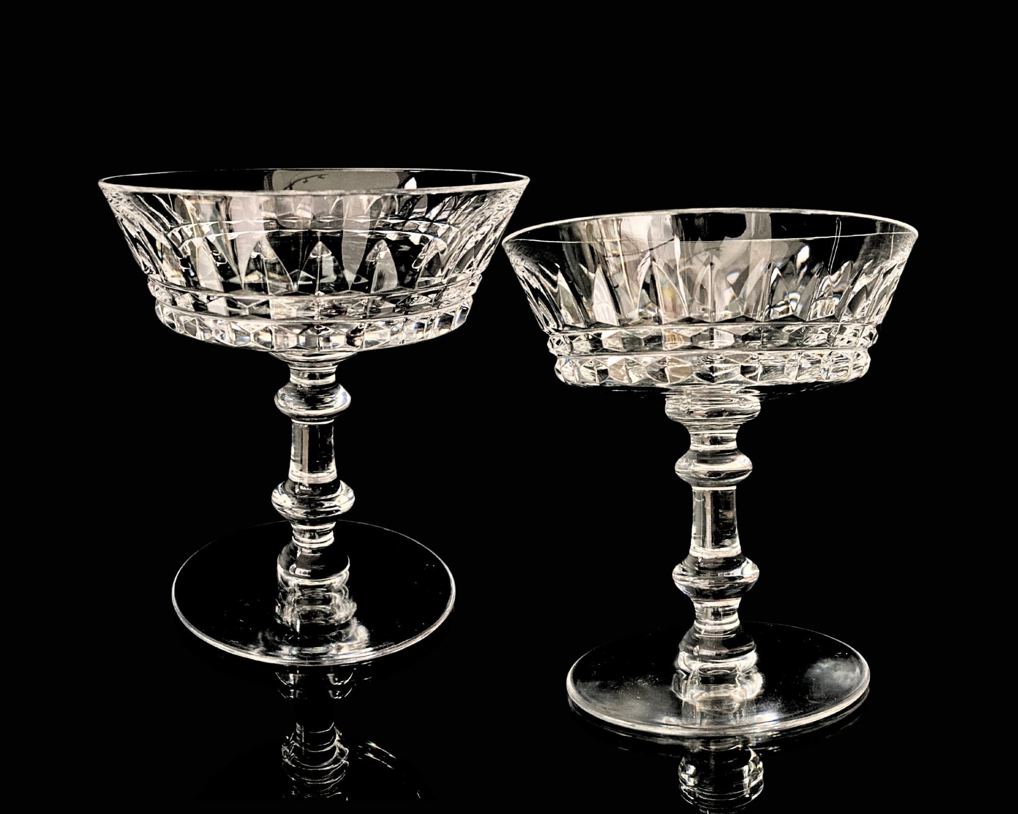 Copas de champán de cristal | Copas de Val Saint Lambert | Seleccione 6 o 12 piezas