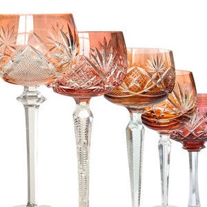 Orange Wine Glass (1) | Crystal Color Overlay | Val Saint Lambert, Klokotschnik, Knittel | 1910-1970