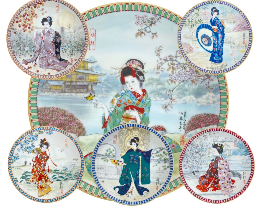 Japanese Art Plates Geisha Ketsuzankiln Poetic Visions of Japan 1989