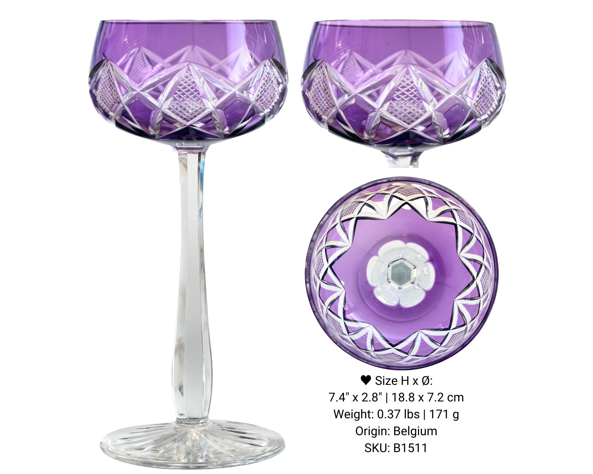 Serendipity Lilac Lead-Free Crystalline Handcrafted Wine Glass Set