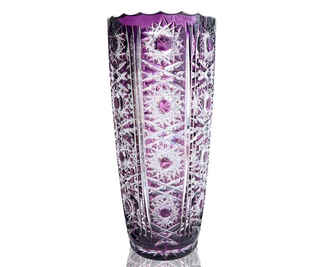 Amethyst Crystal Vase | Handmade Cut to Clear | Purple Decor - Etsy