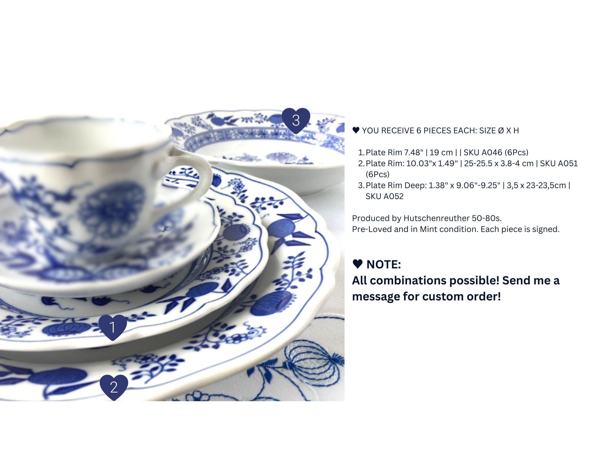 フッチェンロイター ブルーオニオン 大皿 ディナープレート 6客 美品 ブルーオニオンディナーウェア |磁器皿 | 6人用 |フッチェンロイター