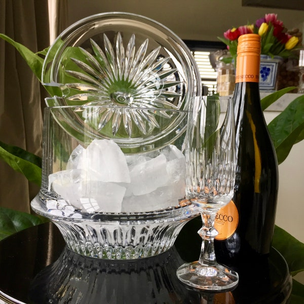 Large Ice Bucket | Punch Bowl with Lid | 13 Lbs Crystal Bowl | Vintage Nachtmann