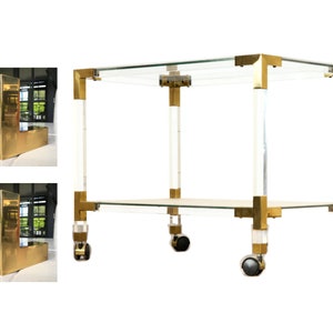 Pierre Vandel Bar Cart | Lucite Side Table | Brass Corners | Modern Design from 1960s