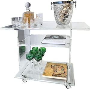 Lucite Bar Cart | Serving Trolley | 1970s Thick quality