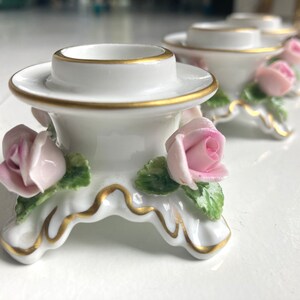 Porcelain Candle Holders Kaiser | 5pcs | Roses in Pink with Gold