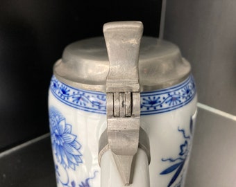 ブルーオニオン 蓋付きビアマグ 陶器製 ブルーオニオン 蓋付きビアマグ 陶器製 ブルーオニオン 蓋付きビアマグ