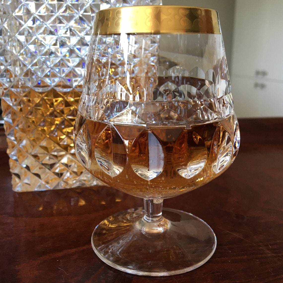 6x Crystal Brandy Snifters Cognac glasses with 24K Gold Trim Etsy