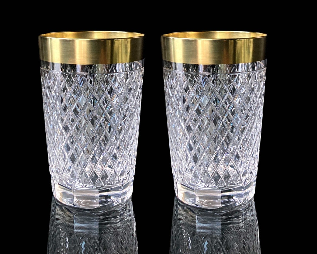Vintage Whiskey Glasses | Bourbon Glasses | 2pcs | Cut Crystal With 24K ...