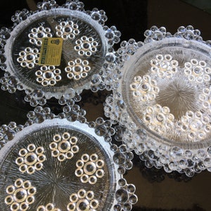 5x Vintage Glas coasters  with flowers on the side /  unique bar cart decor |
