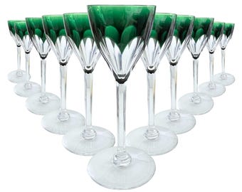48 Antique Crystal Glasses Val Saint Lambert 