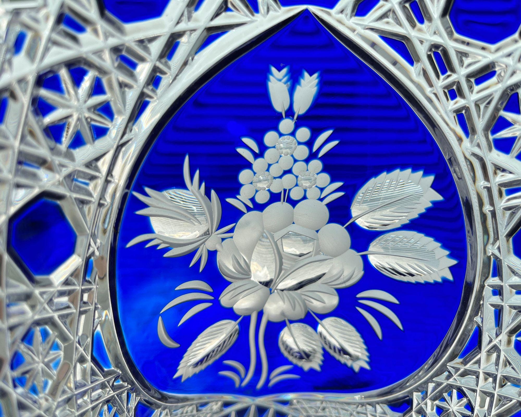 Meissen Vase | Engraved Crystal | Cobalt Blue - Etsy