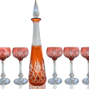 Saint Louis Decanter | 6Pcs | Orange Pyramid Carafe | Massenet from Saint Louis | 1890