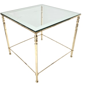 Brass Coffee Table | Gold Side Table | End Table from 1970s | Clear with Mirror glass